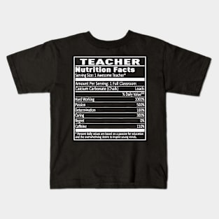 Teacher Nutrition Facts Funny T-Shirt 5 Colors Kids T-Shirt